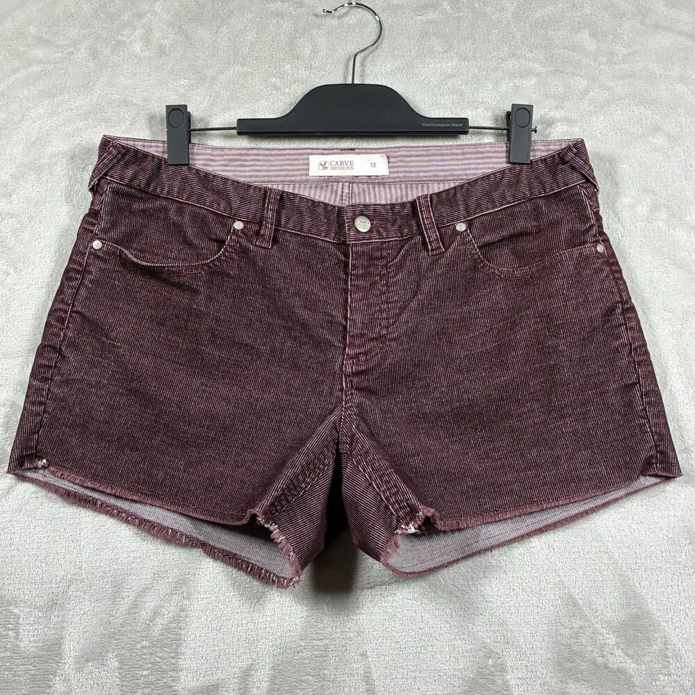 Carve Designs Oahu 4" Shorts Corduroy Burgundy Wine Raw Hem Size 12